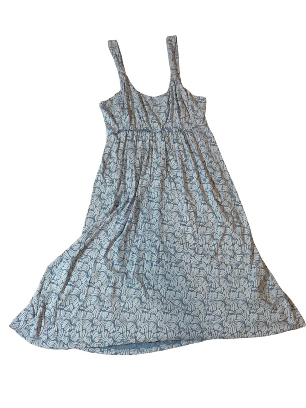 Fresh Produce Floral Smocked Maxi Dress Blue White Made USA Size L