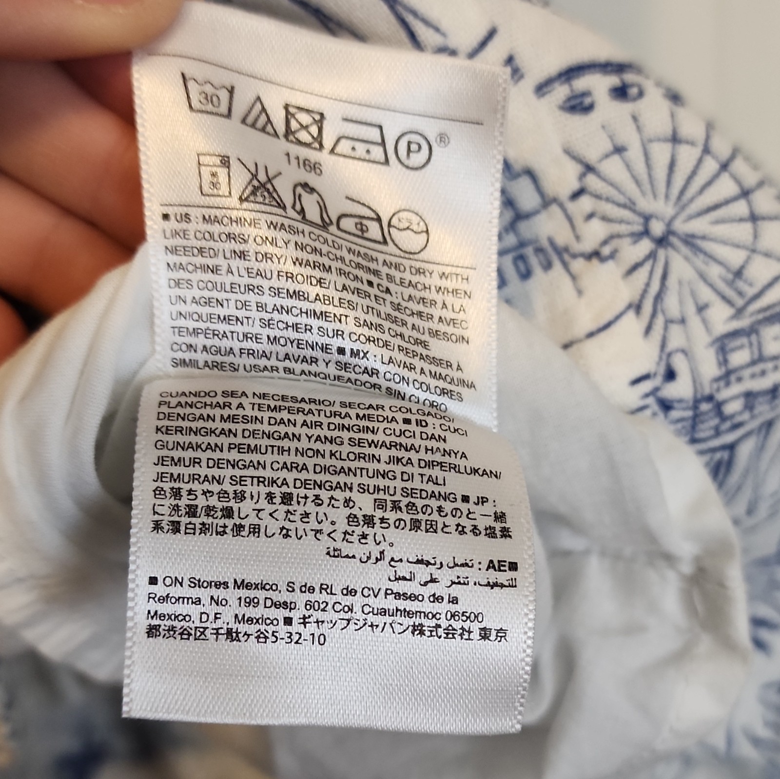 Old Navy White Blue Scenic V-Neck Sundress Knee Length Cotton Rayon M