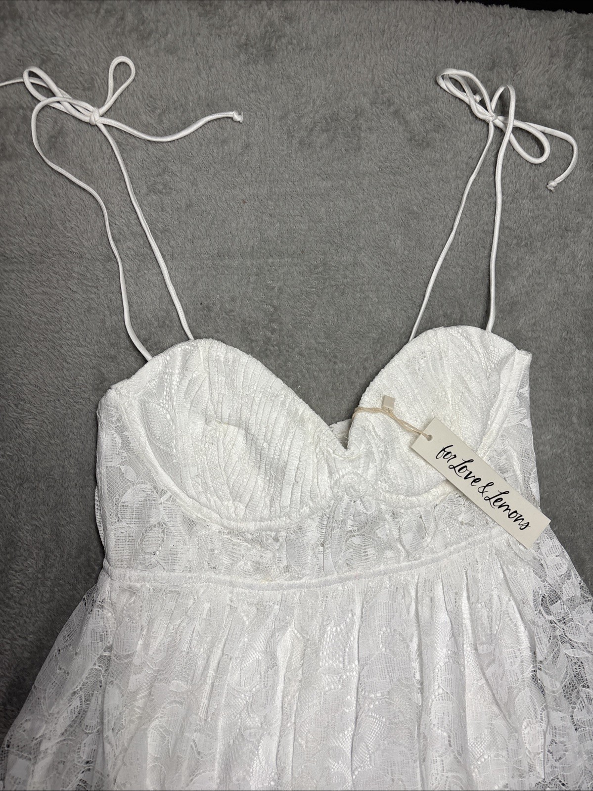 NWT For Love and Lemons Lorena Maxi Dress White Lace Size XS