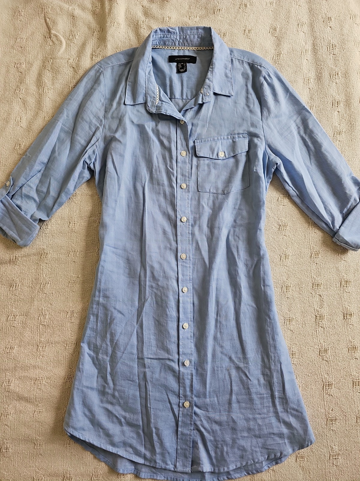 Ladies Shirt Dress Size 8 Beachwear Cover Up Summer Holiday Light Blue