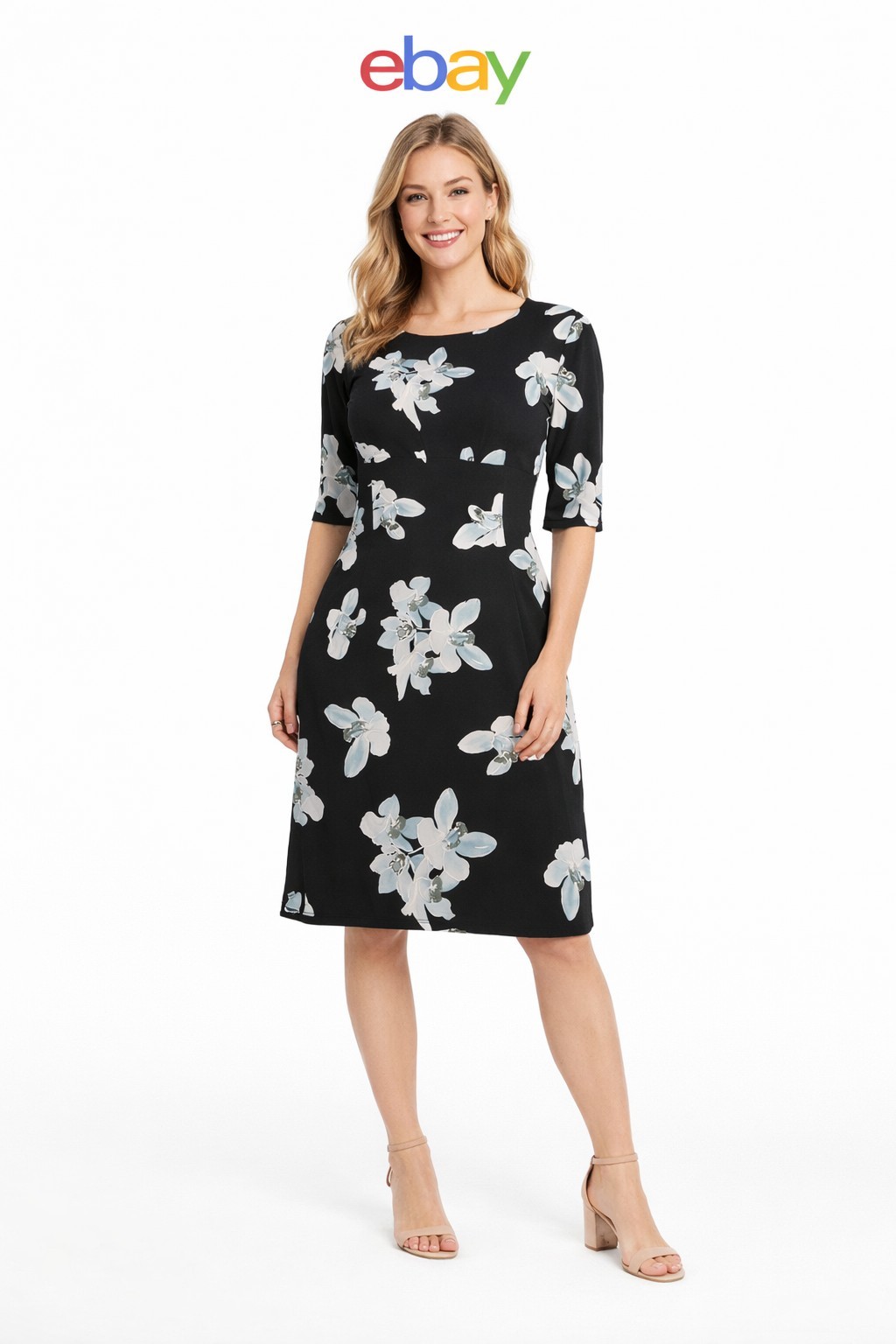 Connected Apparel Dress Black Floral 16