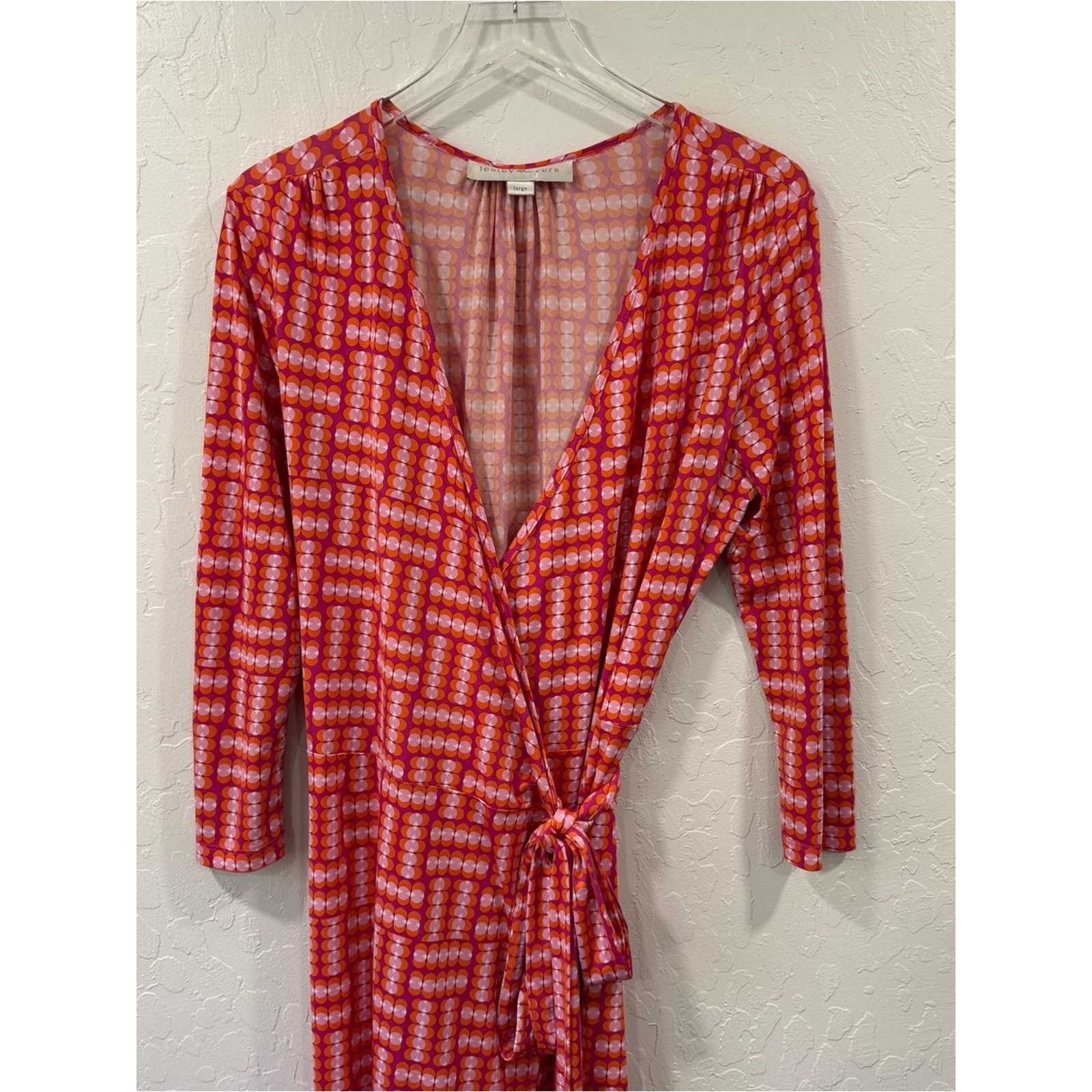 Lesley Evers Printed Wrap Dress Size L