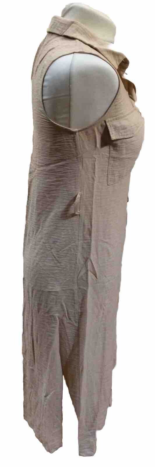 PRIMARK Beige Sleeveless Collared Full Button Fastening Dress U.K. 8. FREE P&P
