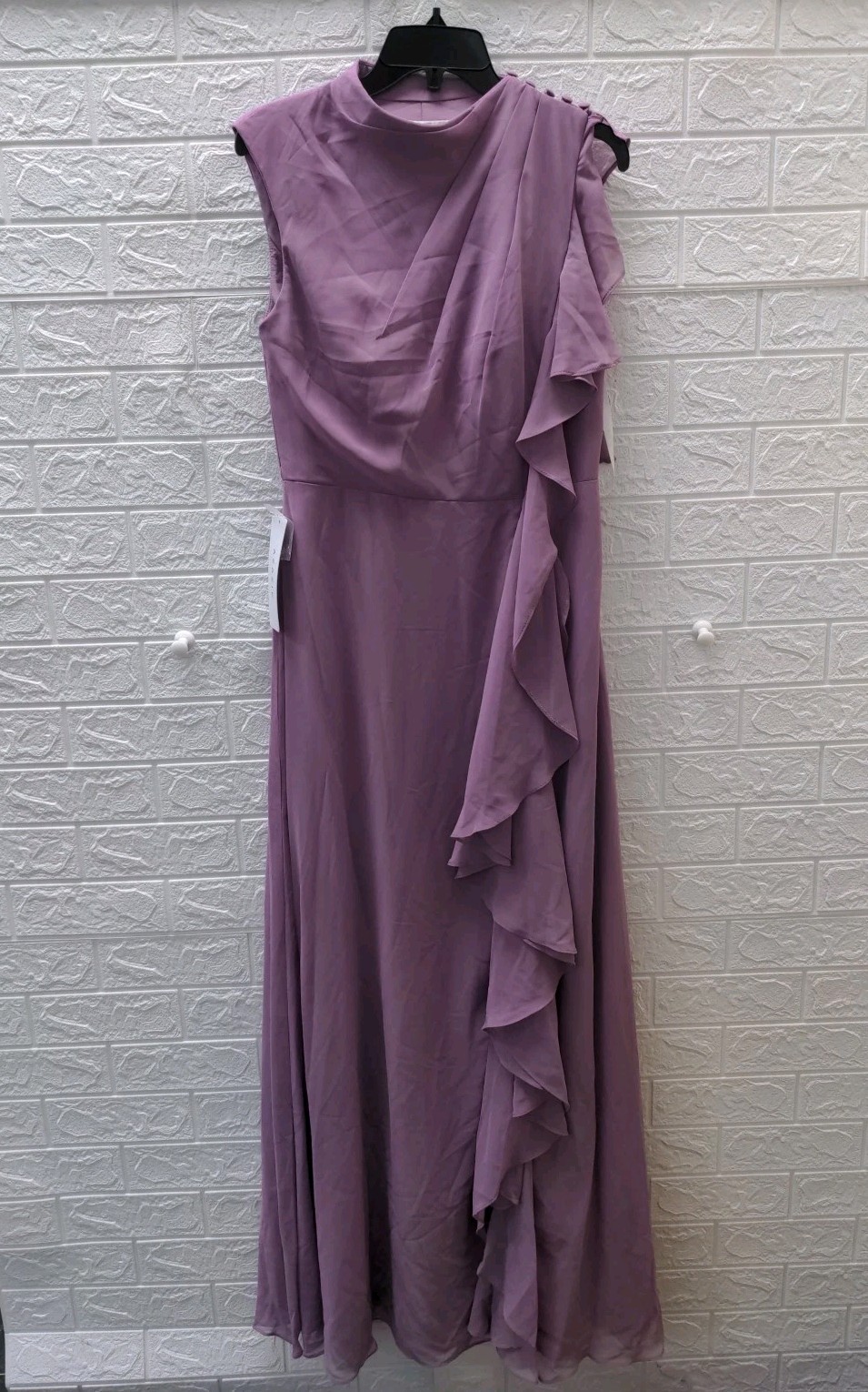 New Azazie Narine Wisteria A-line High Neckline Pleated Chiffon Dress Size A8