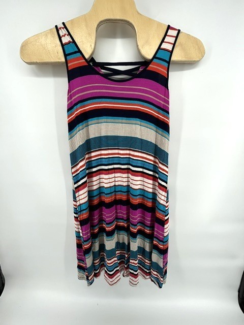 Spense Multi-colored Striped Knit Dress Size Large Lace-up Grommet Neckline