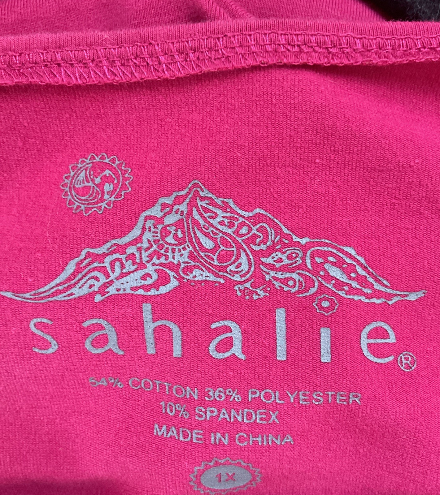 Sahalie Women’s 1X Solid Pink Short Sleeve Fit Flare Cotton Poly Spandex Dress