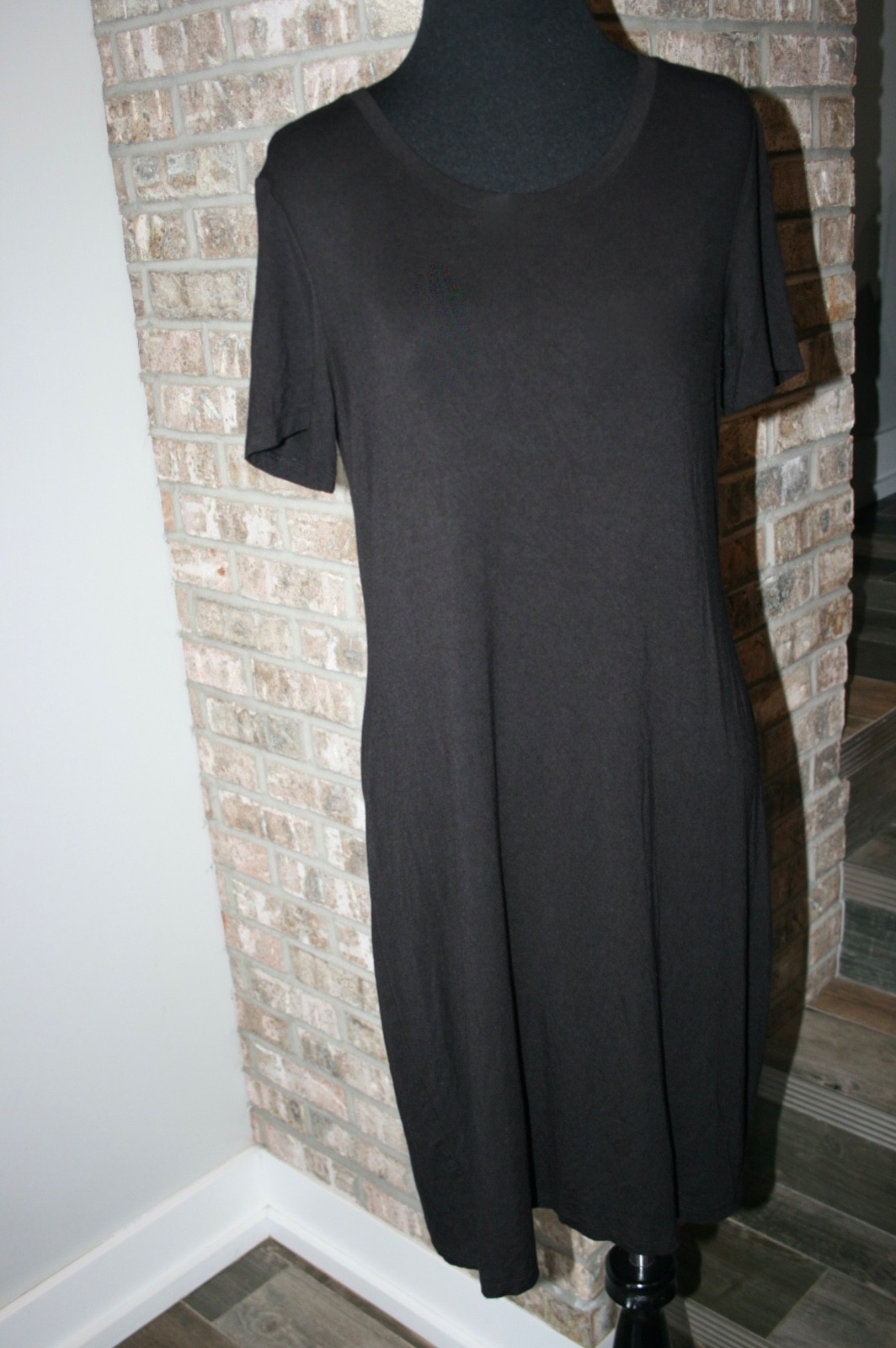 Daily Ritual Womens Black Short Sleeve Casual T-Shirt Dress SZ M