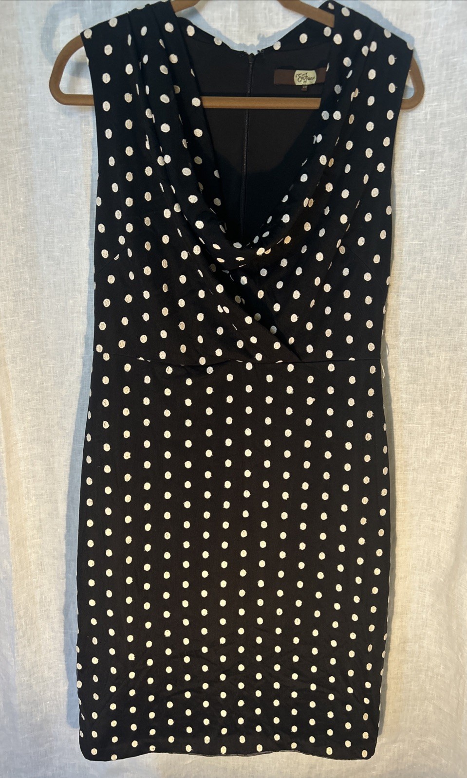 Eva Franco Size 10 Black Polka Dot Dress Sleeveless Lined, No Belt