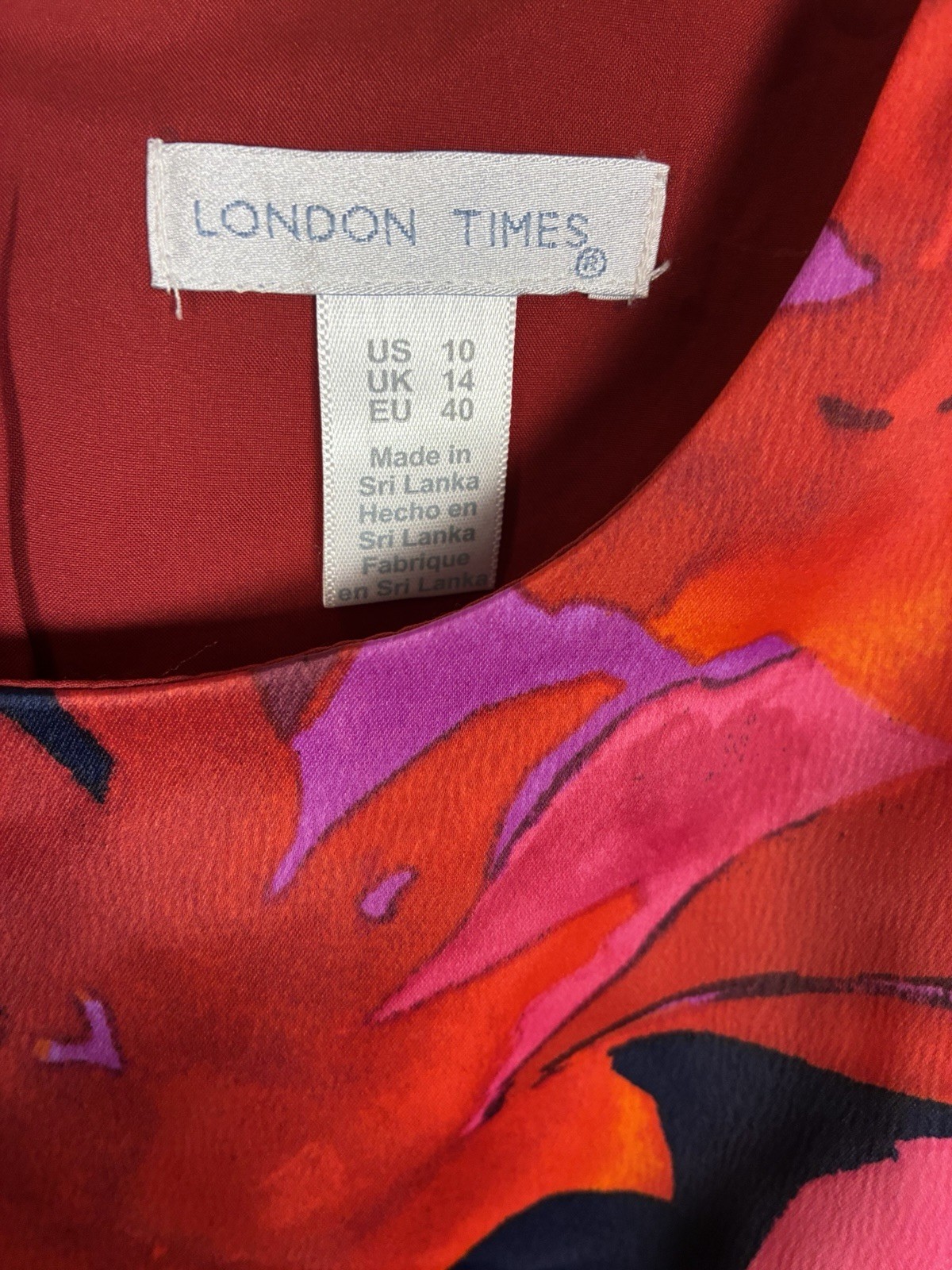 London Times Leaf Print Abstract Hem Fit n Flare Dress 10