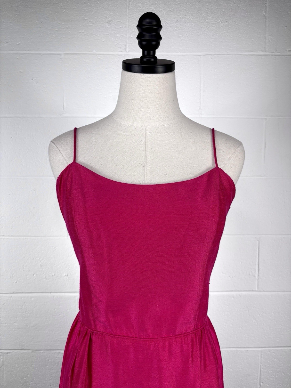 Vintage 60s Hot Pink Cocktail Sheath Dress Silk Dupioni Bombshell Pin-up M 10