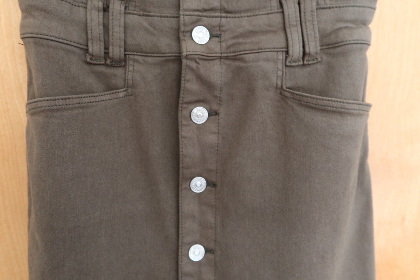 NWT! $249 Paige Jaxsyn denim mini shirt dress olive green & silver buttons sz 2