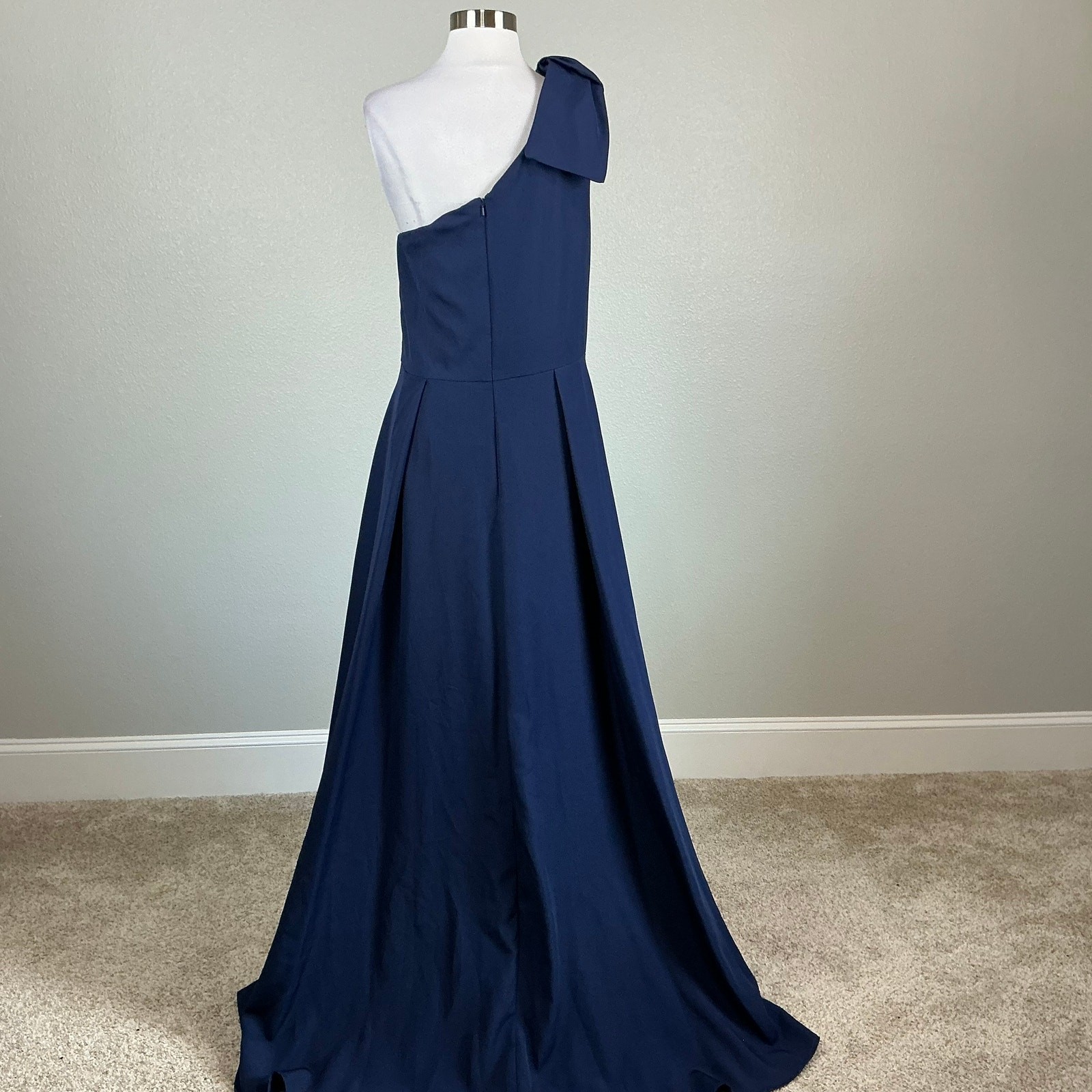 Mac Duggal 26989 Blue Evening Gown One Shoulder A-Line Thigh Slit Dress Size 10