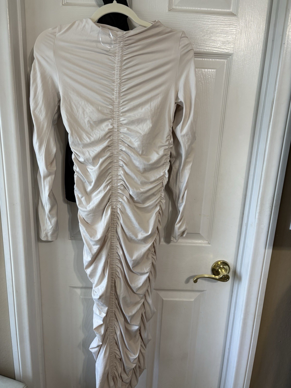 H&M Cream Ruched Bodycon Long Dress Size Medium