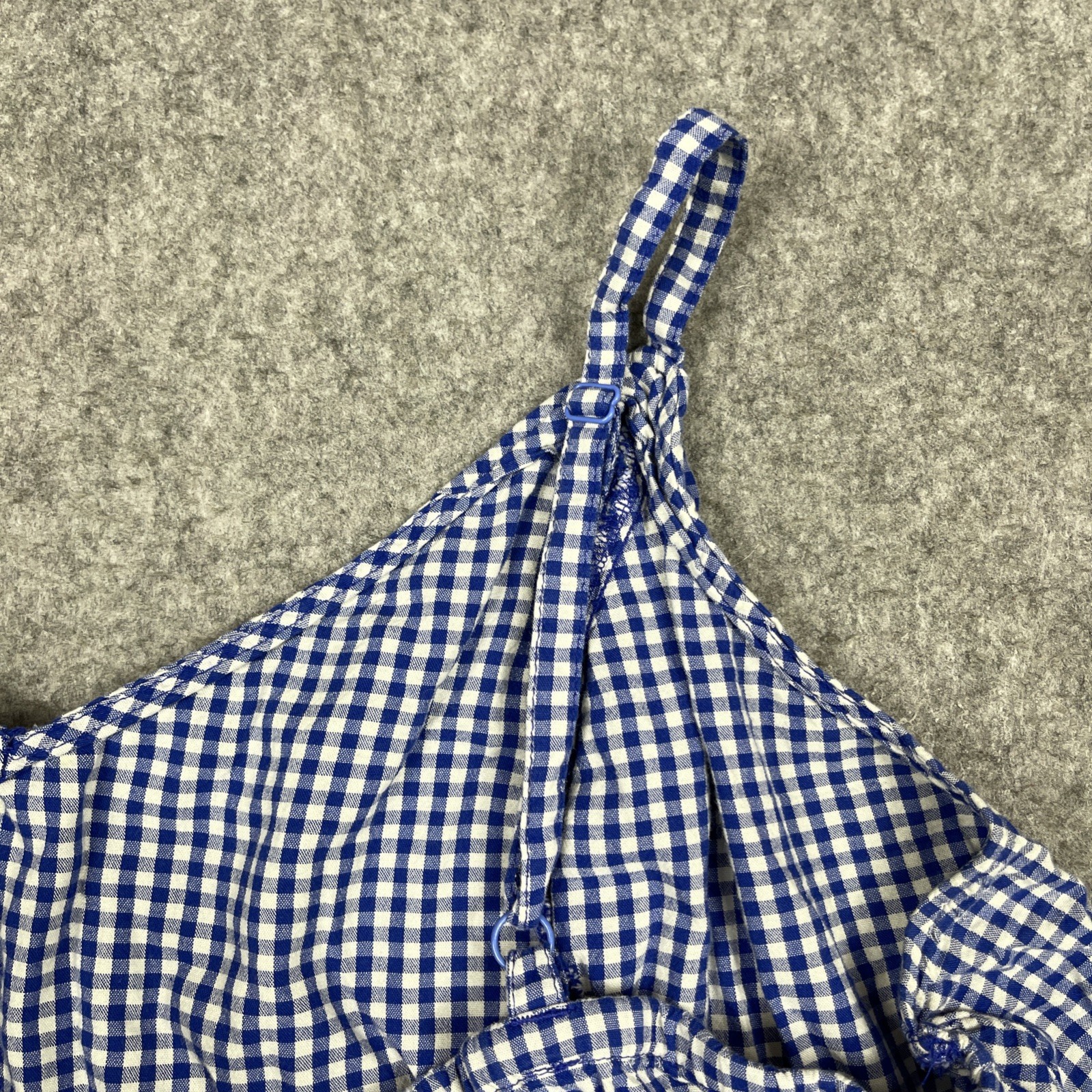 Old Navy Blue White Gingham Tiered Cami Dress XXL Pockets Long Sundress