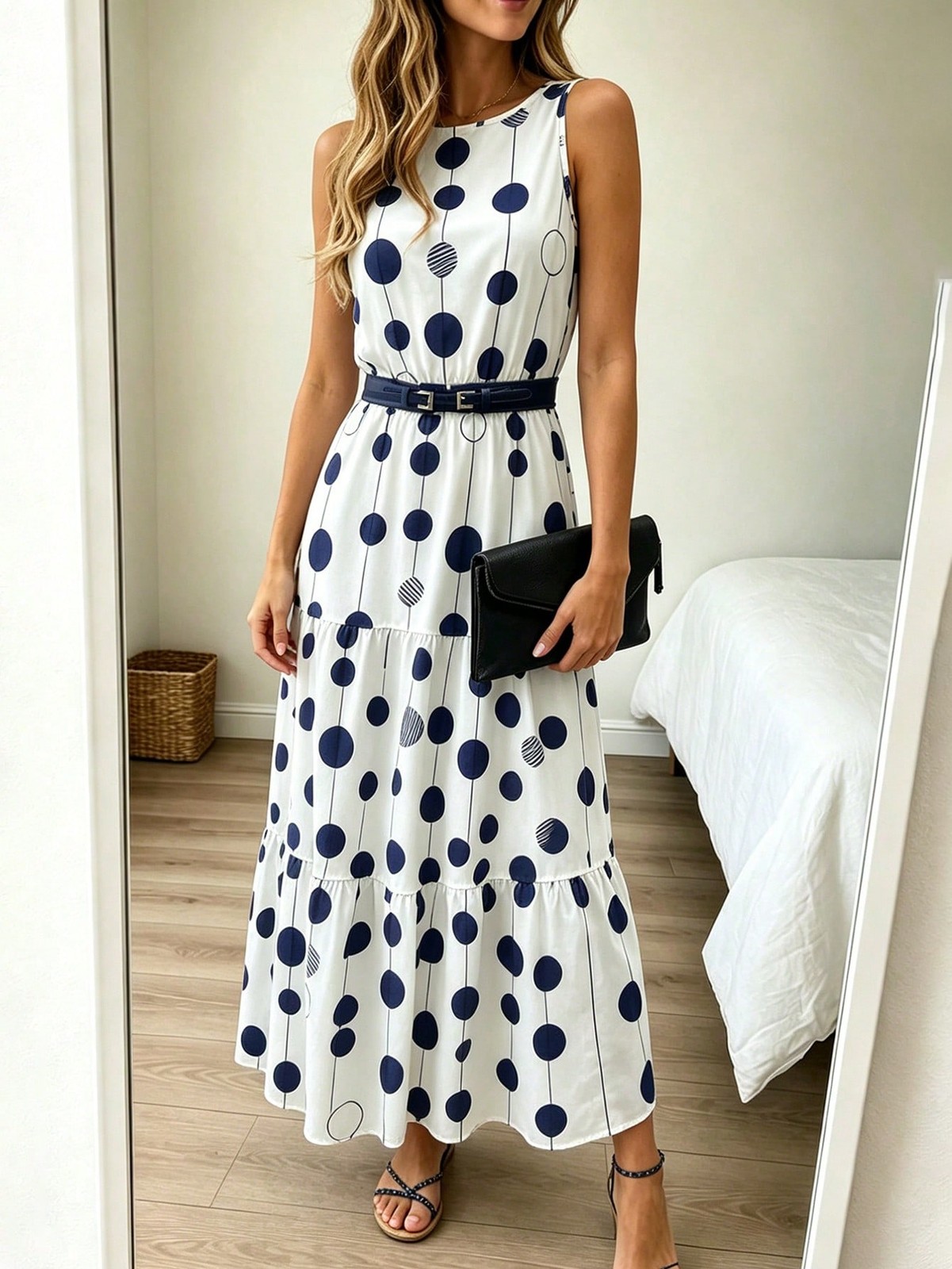 Ladies A Line Cut Ruffle Hem Louniche Maxi Dress