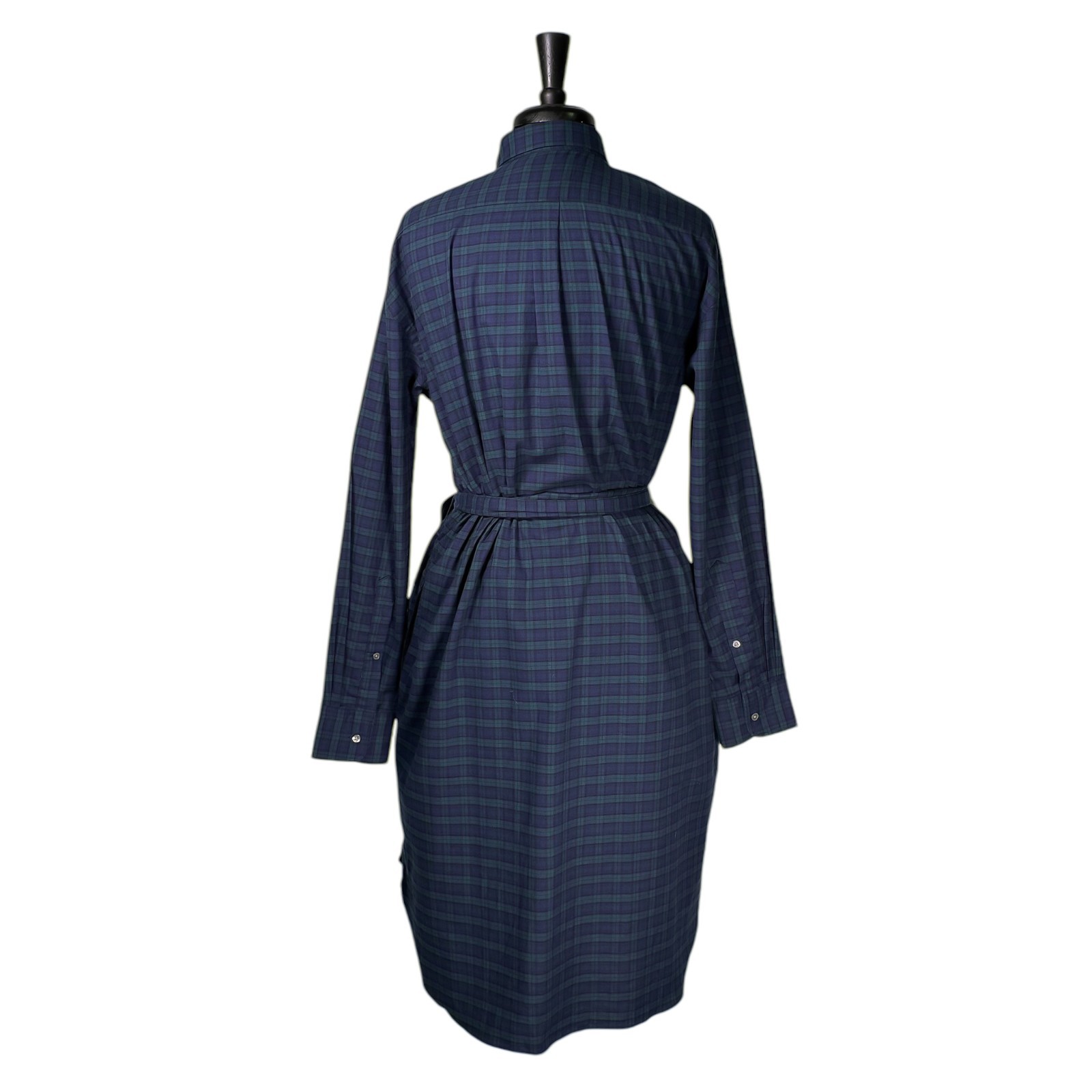 Polo Ralph Lauren Womens 12 NWT Green Blue Plaid Cotton Belted Shirt Dress