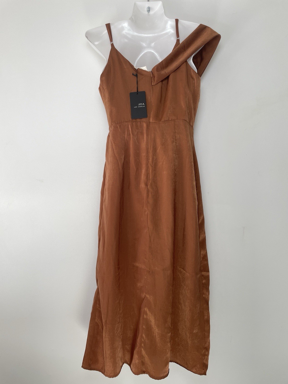 J.O.A Rust Orange Brown Satin Spaghetti Strap Midi Dress Women Sz Medium Party