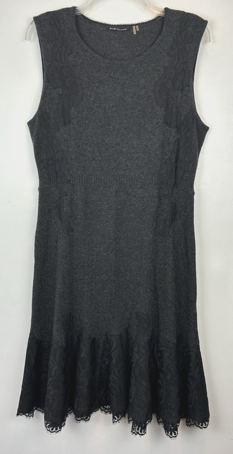 Elie Tahari Cashmere Sweater Dress Womens Large Gray Burgdorf Quiet Luxury Read