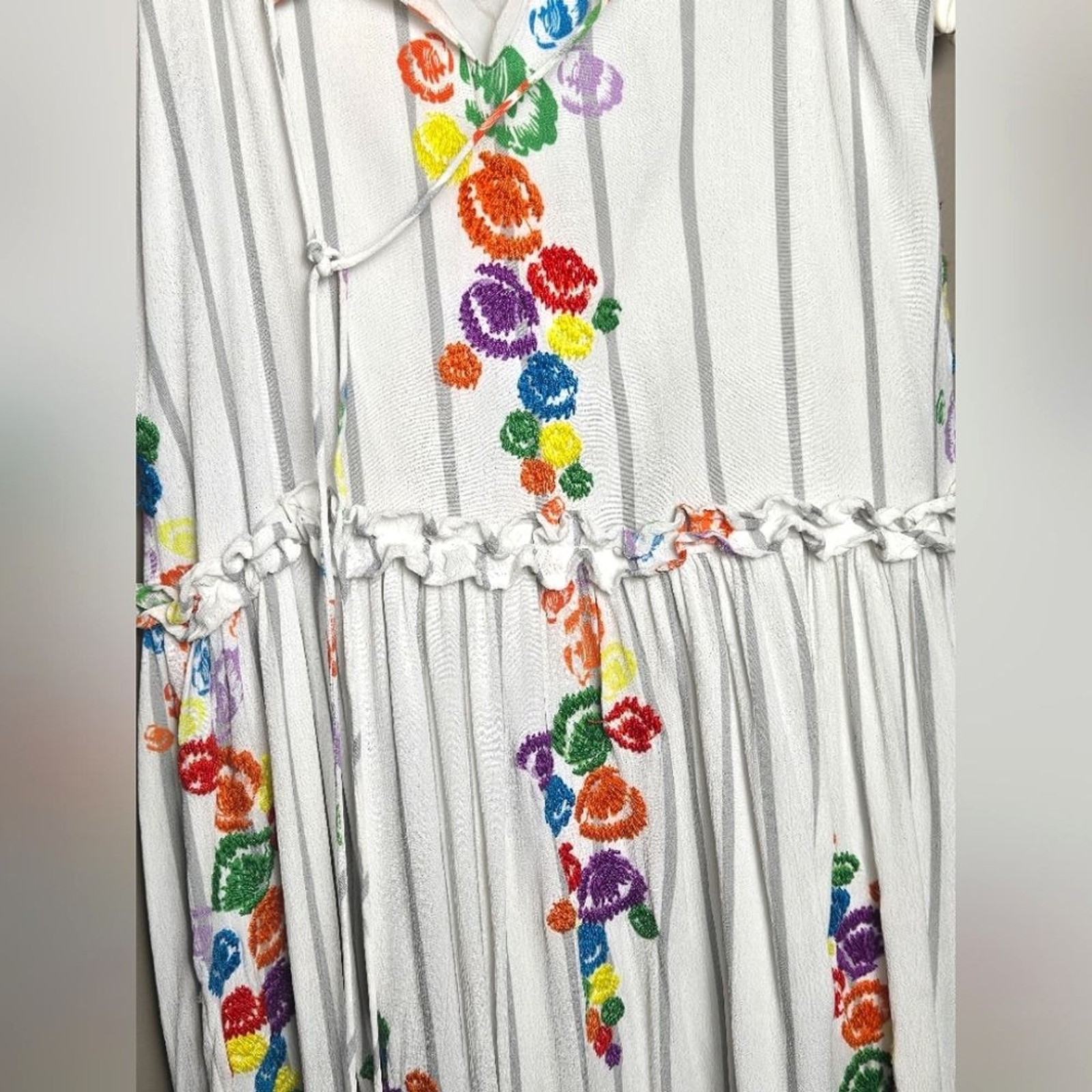 Women’s Revolve All Things Mochi Mady Small Maxi Dress Embroidered Boho Coastal