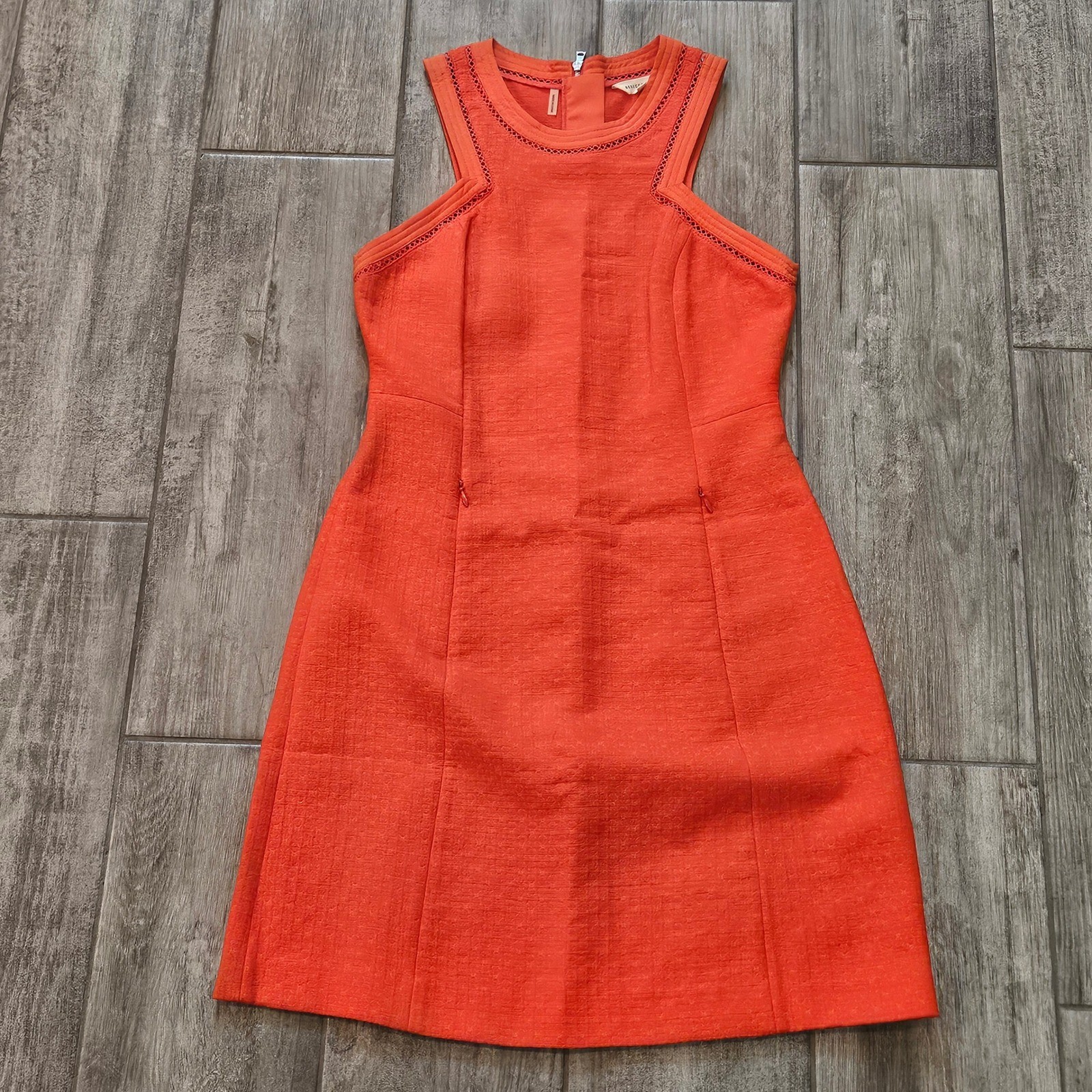 Rebecca Taylor Matelasse Sleeveless Dress Size 4 Orange Cocktail Summer Preppy