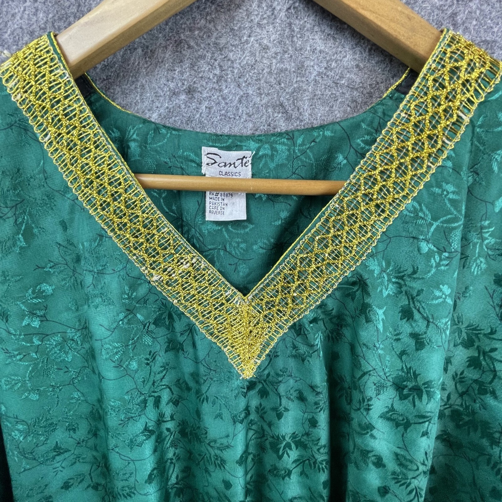 Sante Classics Kaftan Womens One Size Green Purple Gold Etheral Goddess Artsy