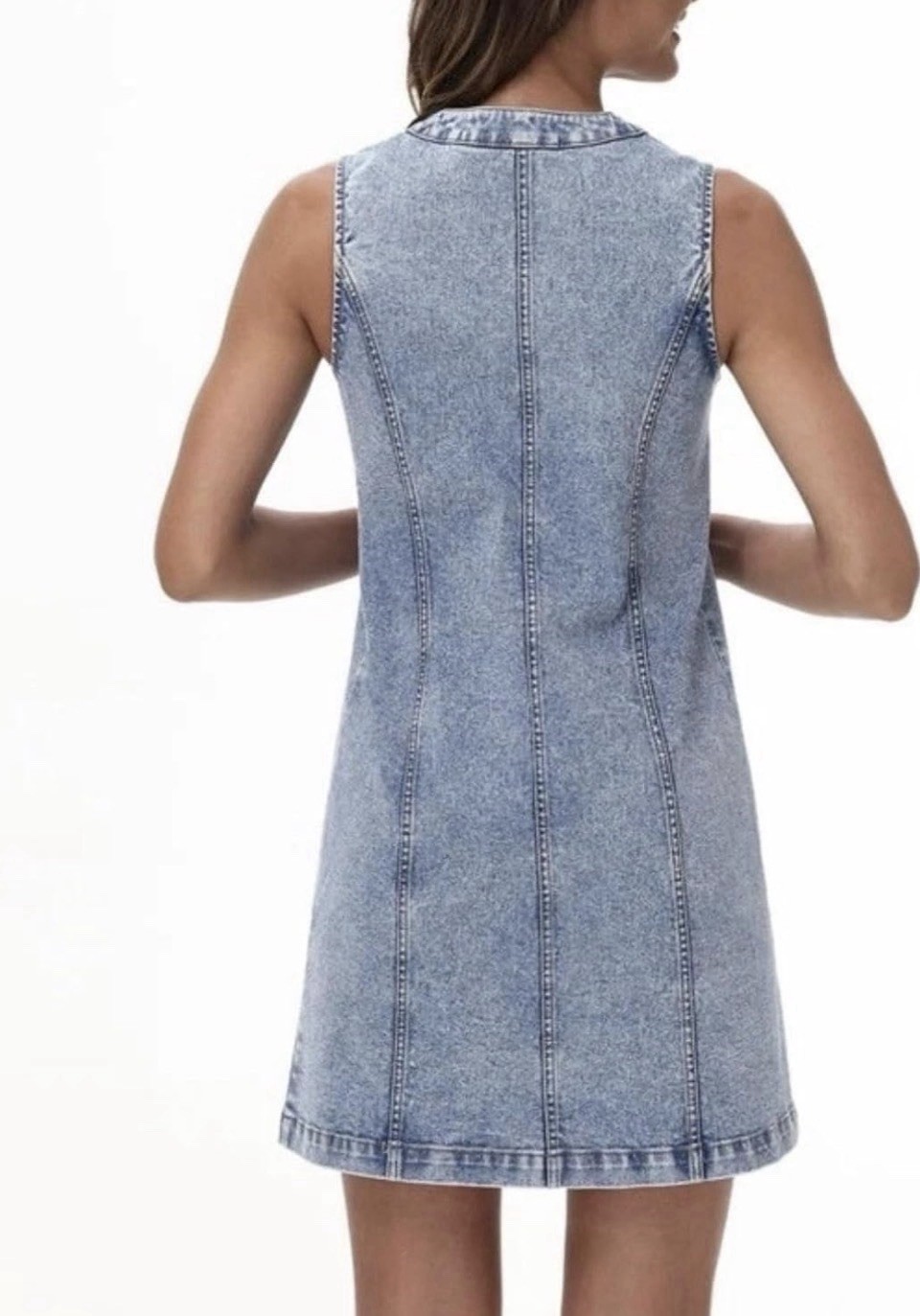 Frye Blue Sleeveless Button Down V Neck Mini Knee Length Dress Size Small NWT