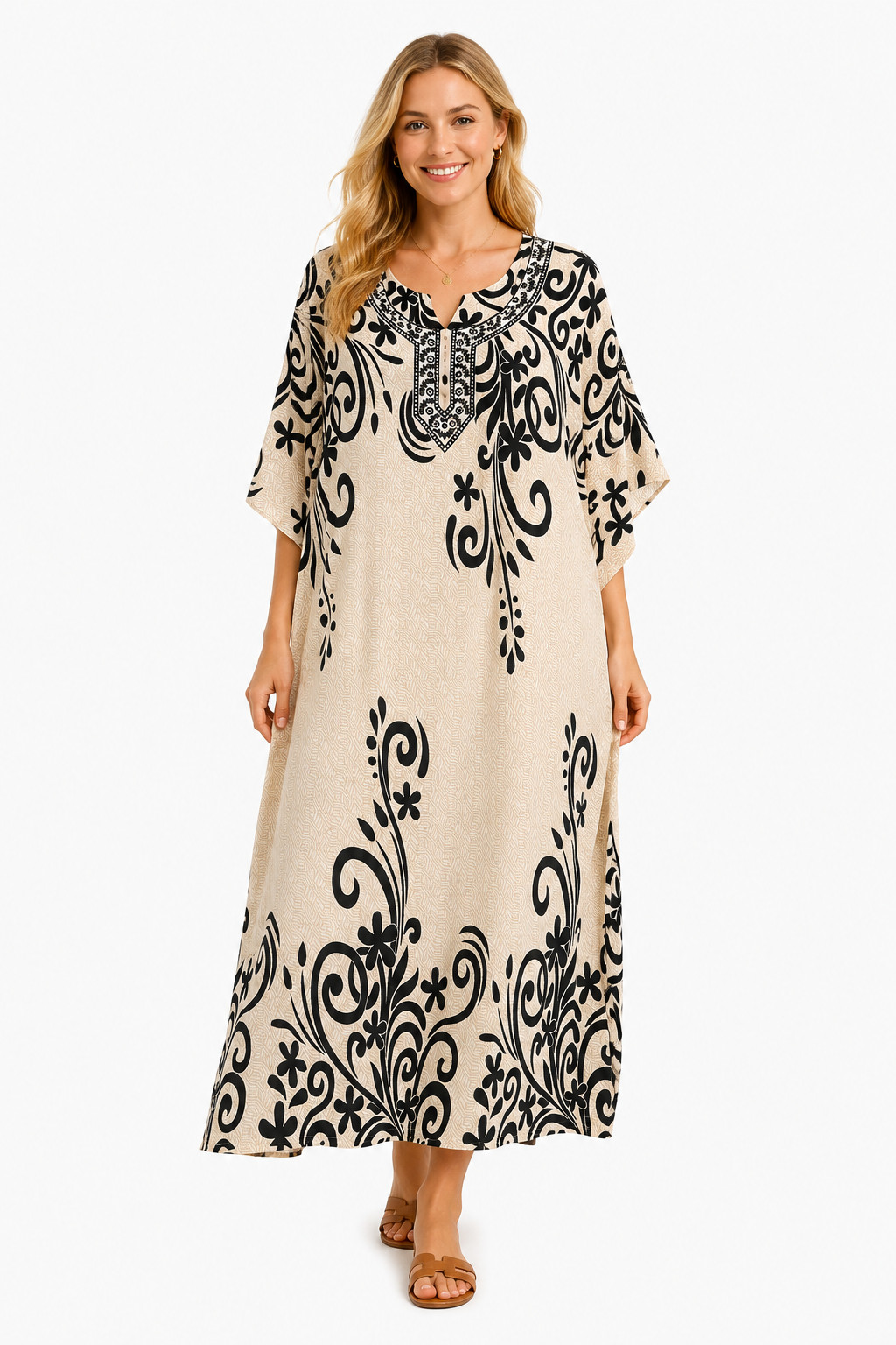PLUS SIZE KAFTAN TUNIC DRESS PONCHO FREE SIZE FITS 16,18,20,22,24,26