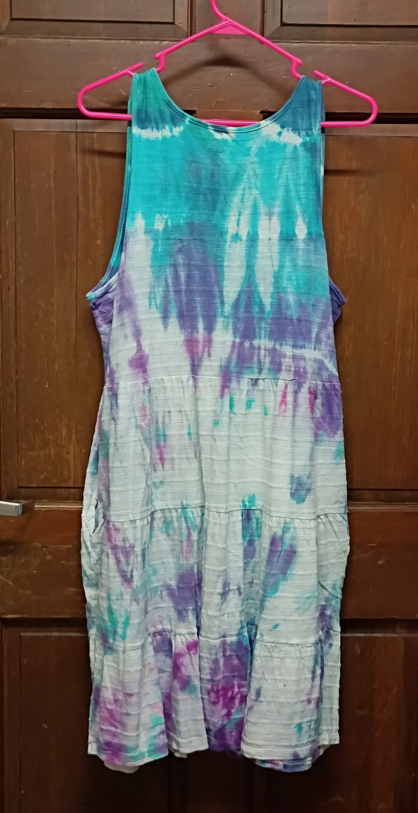 Sonoma Tie Dye Tiered Button Front Sleeveless Dress Sundress Women’s Size XL