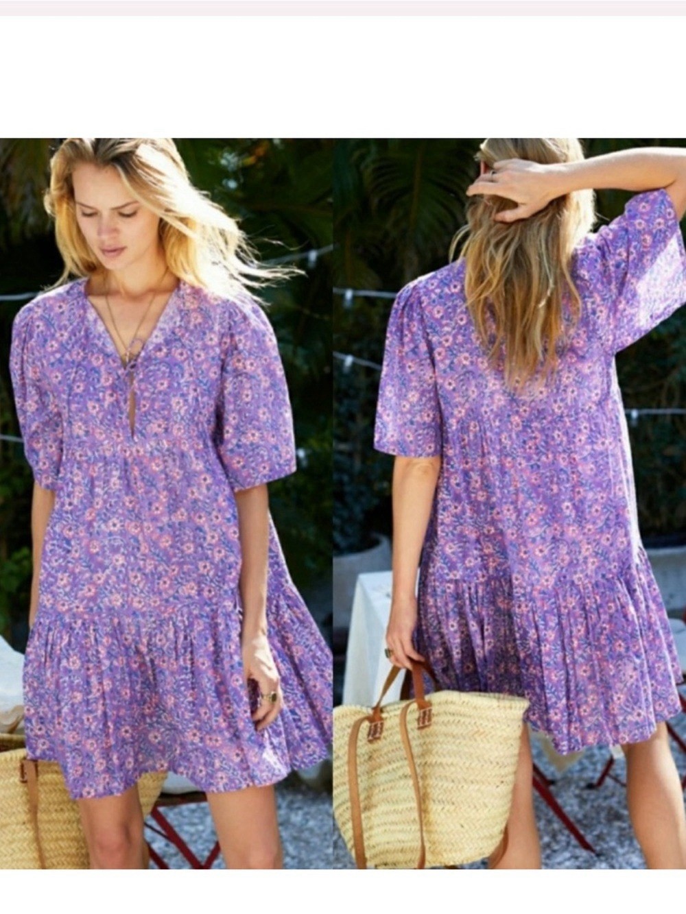 Emerson Fry Isla Dress In Violet Wildflower Purple sz M/L