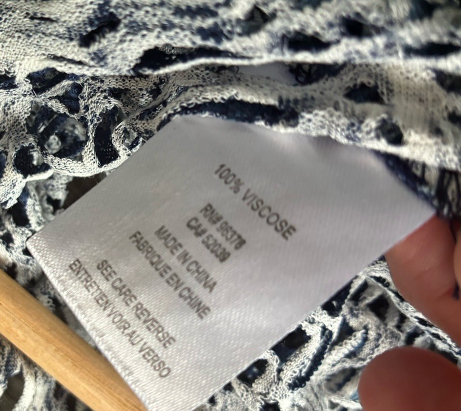 Samuel Dong Mini Dress Large Blue Open Knit Cowl Neck NWT Beach Coverup