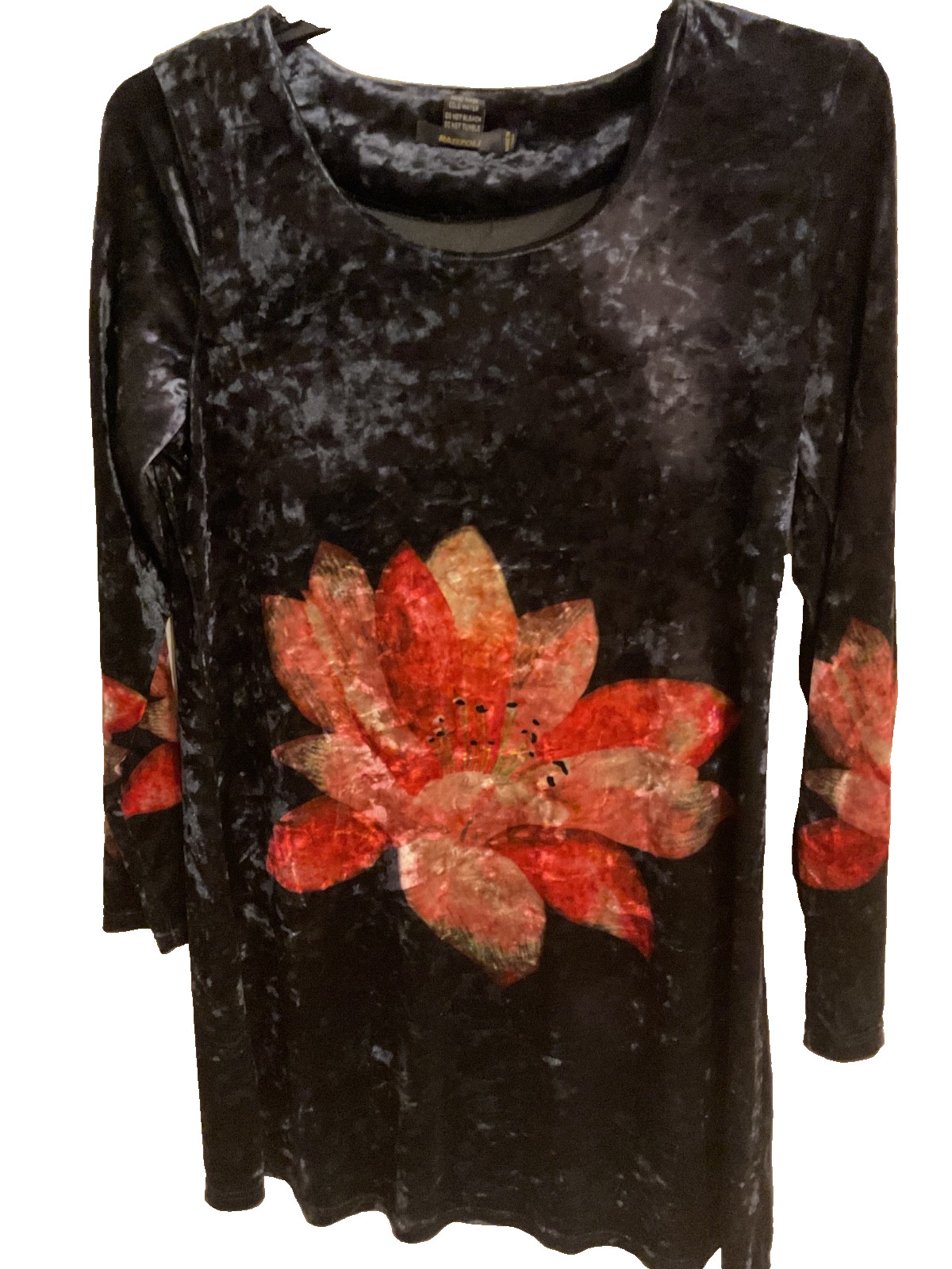 RADZOLI ARTSY BLACK CRUSHED VELVET BOHO DRESS L. 40 C 36 L