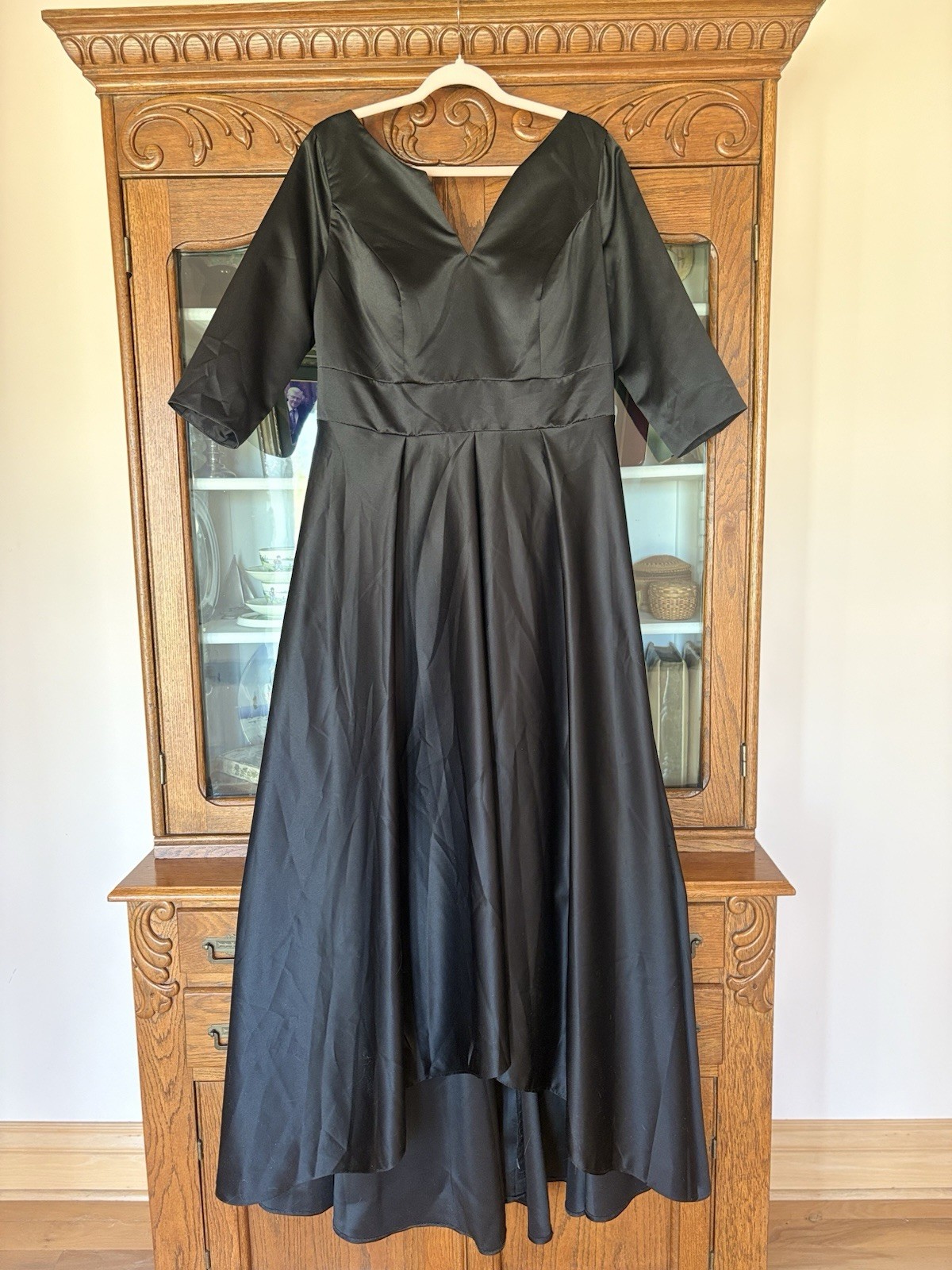 NWT WITNESS OF LOVE SZ XL WOMEN BLACK FORMAL 3/4 SLEEVE VNECK LACE UP MAXI DRESS