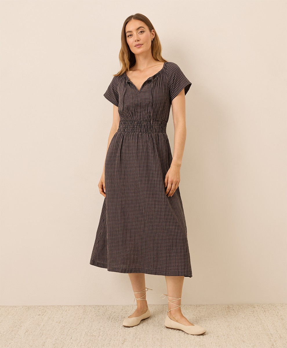 Pact Women’s Coastal Double Gauze Boho Midi Dress X-Large Kumquat Color