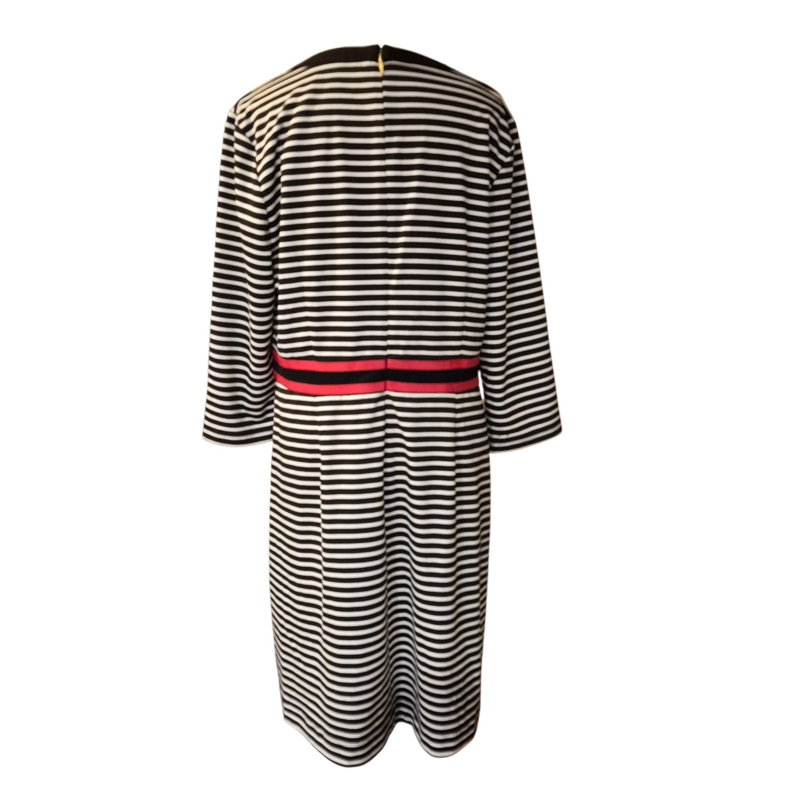 NWT Draper James Women’s Black White Striped Knit A-Line Dress XL Round Neck Zip