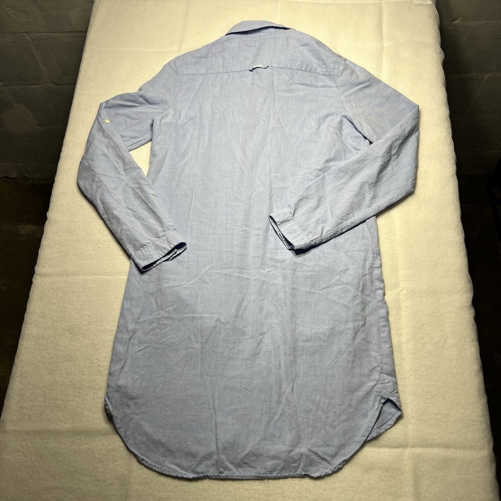 Lacoste Long Sleeve Half Button 100% Cotton Blue Tunic Dress Size 38 Women’s