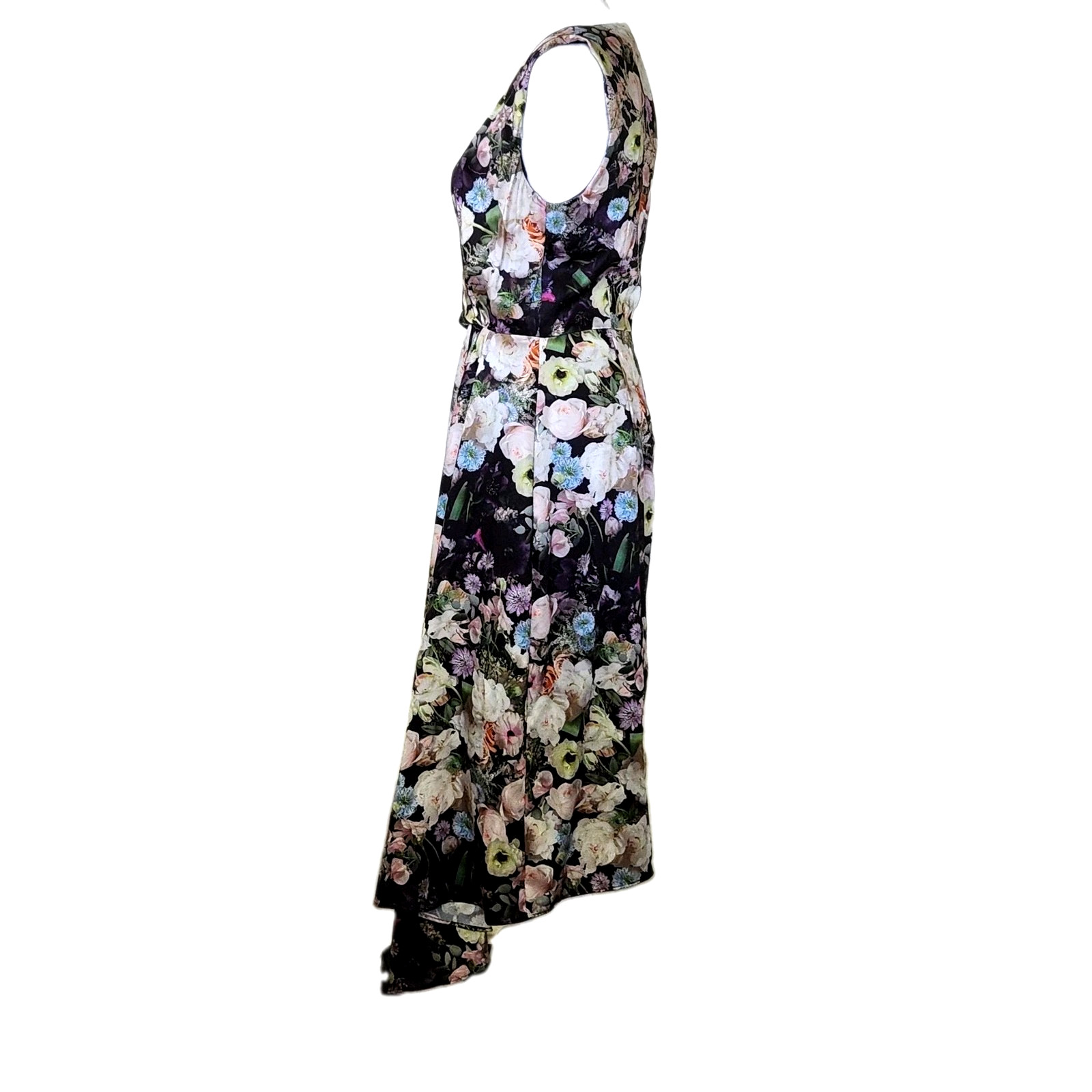 ADAM LIPPES Collective Black Floral Side Drape Dress Sz 6 RTR Florist Collab