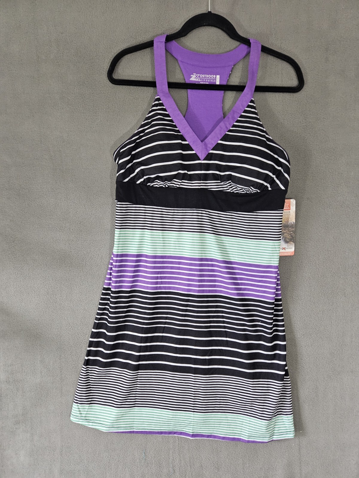 X Outdoor LIfestyle Activewear Racerback Dress Size XL Multicolor Stripe New