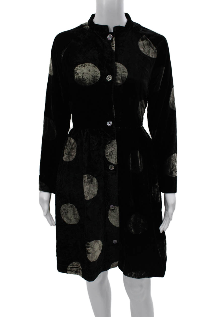 Bitte Kai Rand Womens Shirt Dress Black Polka Dot Long Sleeve Viscose Size 2