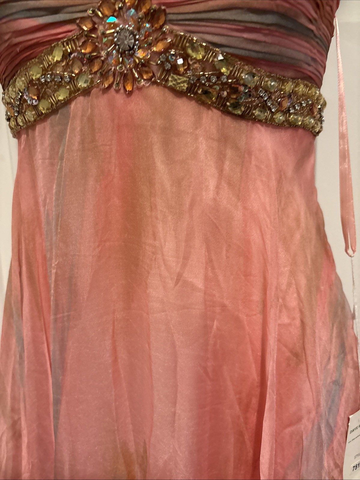 Vintage Y2K Dave & Johnny Size 4 Pink And Blue Swirl Chiffon With Flowers At Not