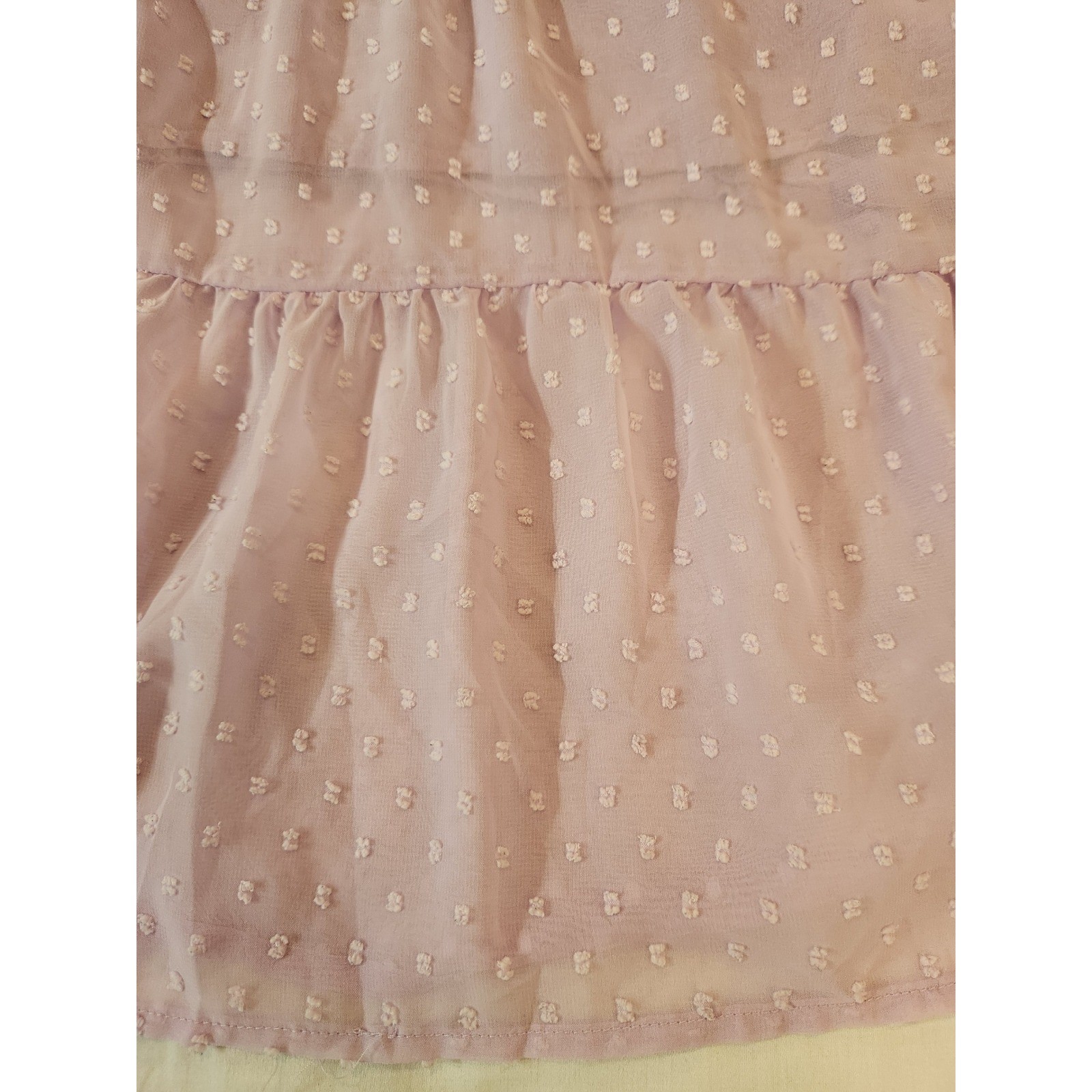Merokeety Womens Lavender Swiss Dot Smocked Midi Dress Puff Sleeve Tiered Large