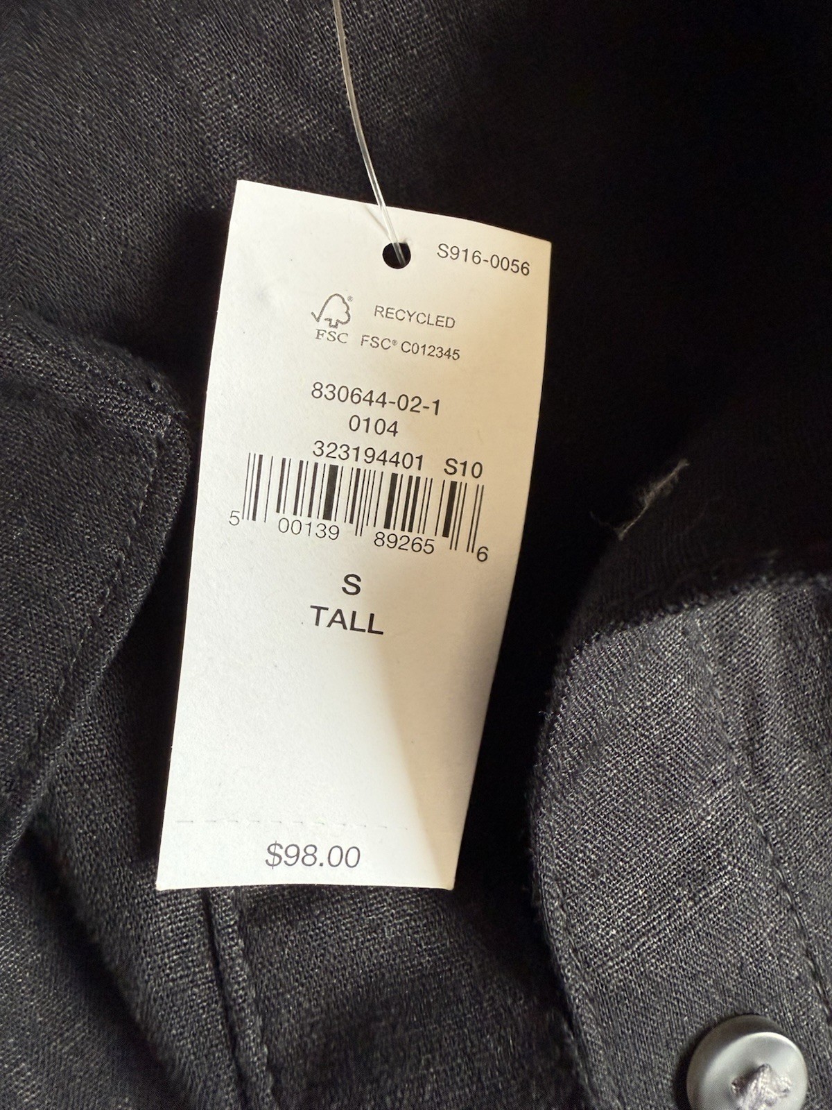 Gap Linen Blend Black Midi Shirtdress Size Tall S NWT RT$98