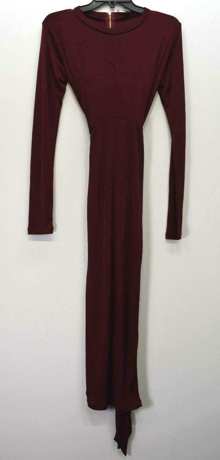 Goodtime USA Womens Long Sleeve Crew Neck Tie Up Back Zip Asymmetrical Dress M