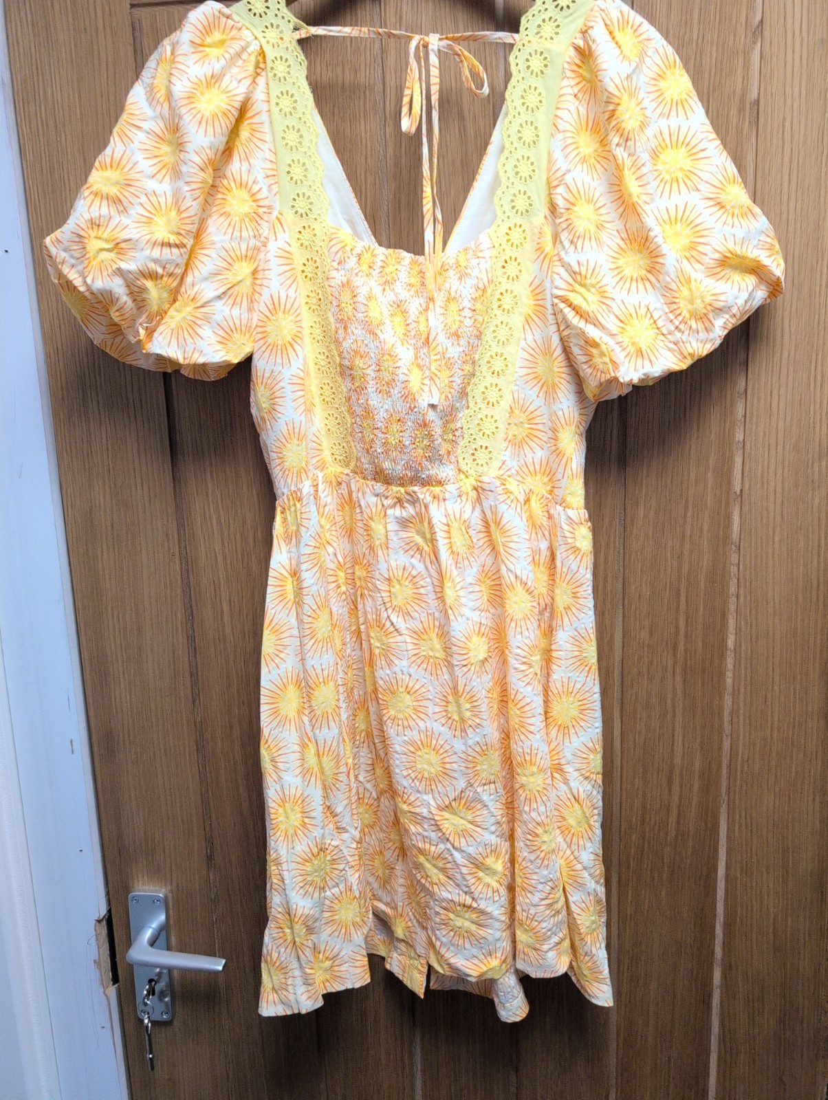NWT Oliver Bonas Yellow Orange Pattern Button Sundress Size 6