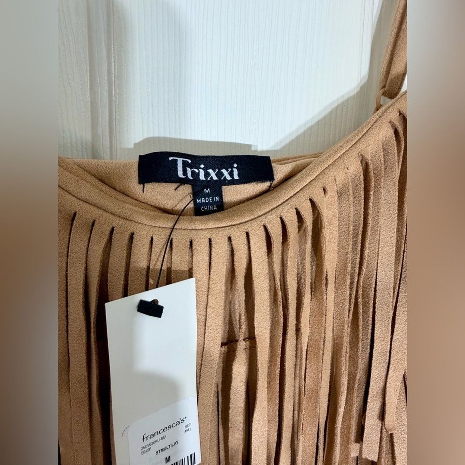 NWT Trixxi Faux Suede Fringe Mini Dress Western Boho Festival Sz M