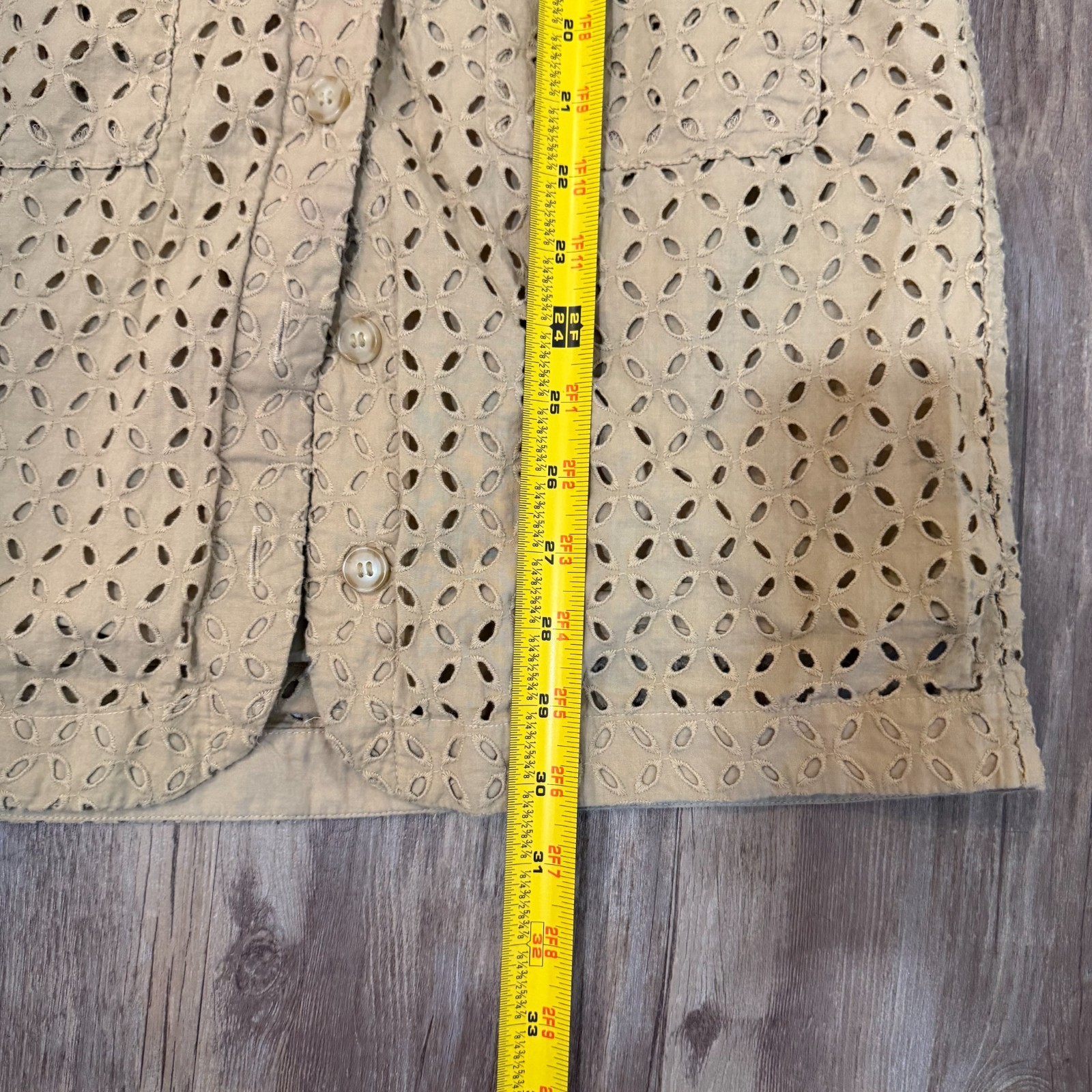 Loft Mini Dress Womens 00P Brown Embroidered Eyelet Button Front Sleeveless