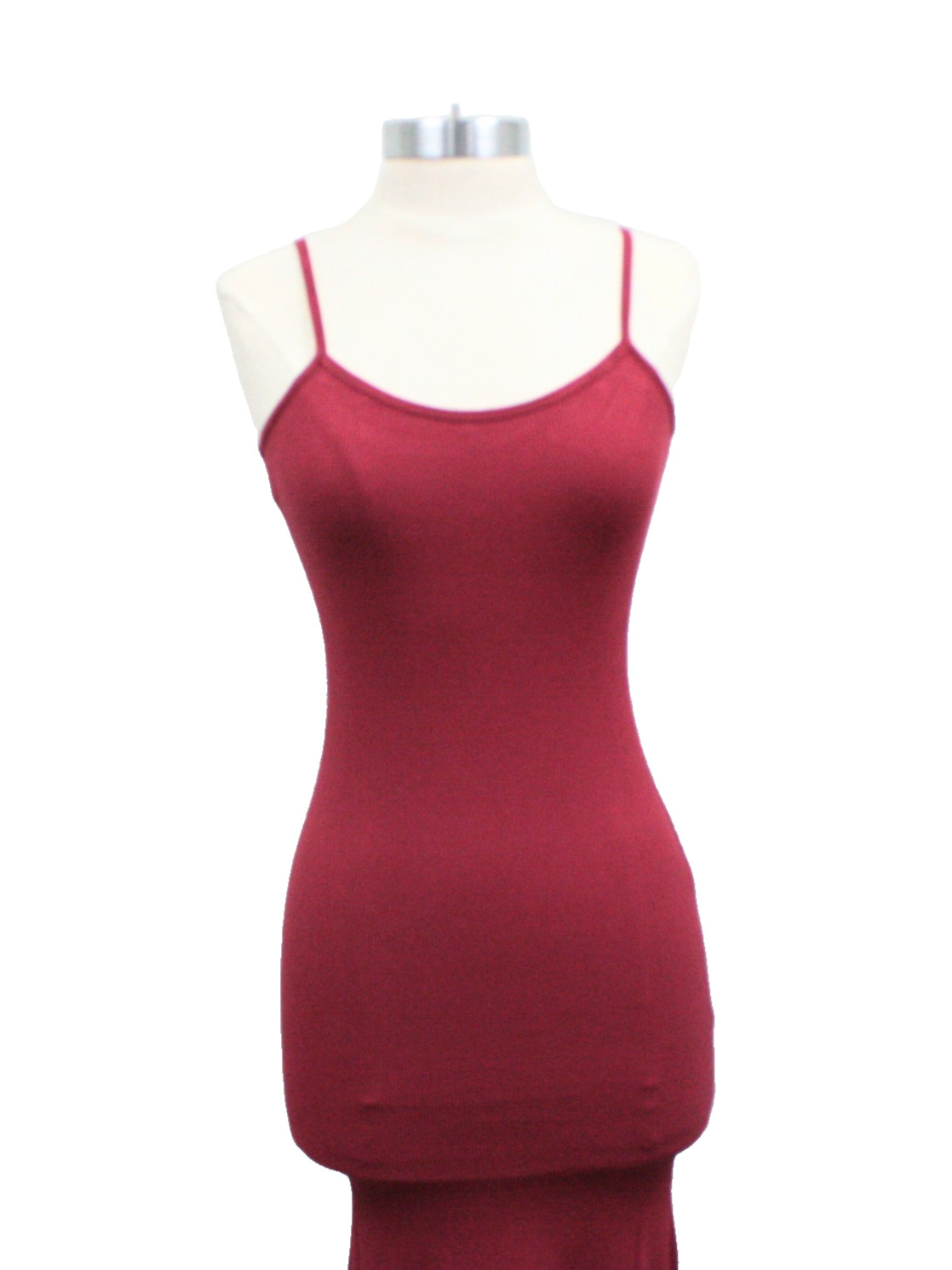 WeColor Red Ribbed Adjustable Spaghetti Strap Midi Bodycon Dress Size Small