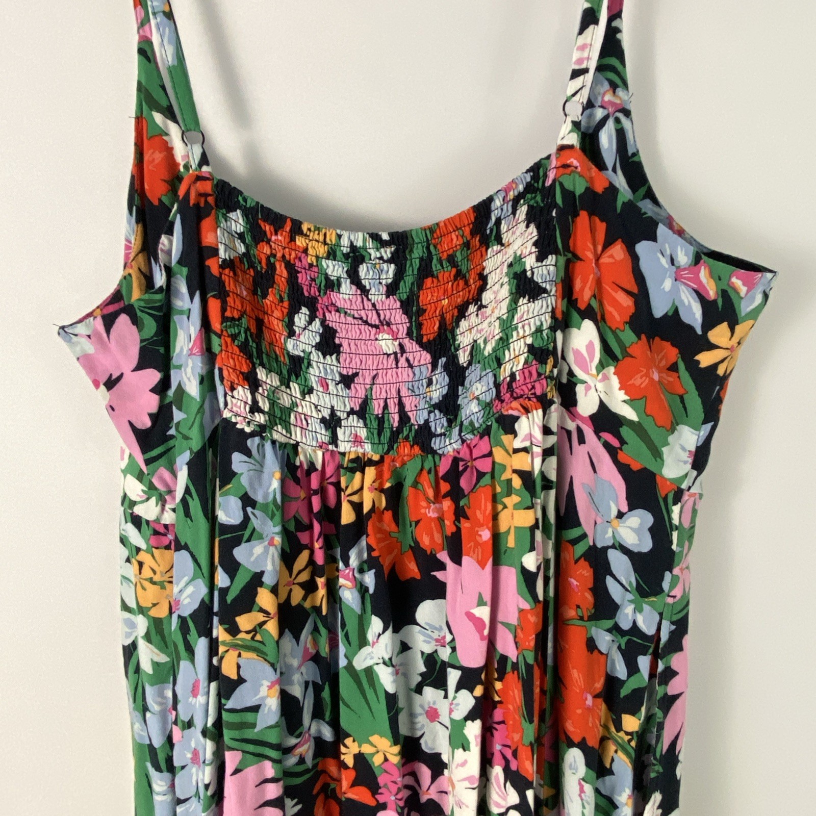 Old Navy Womens 2X Tropical Travel Boho Floral Shoulderless Strap Dress