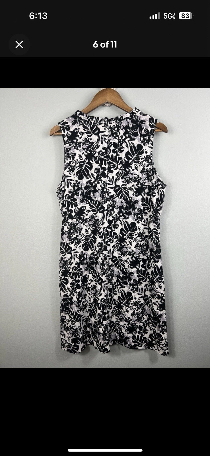 NEW Briggs Women’s Large Linen Blend Ruffle V-Neck Dress Summer Floral Pockets L