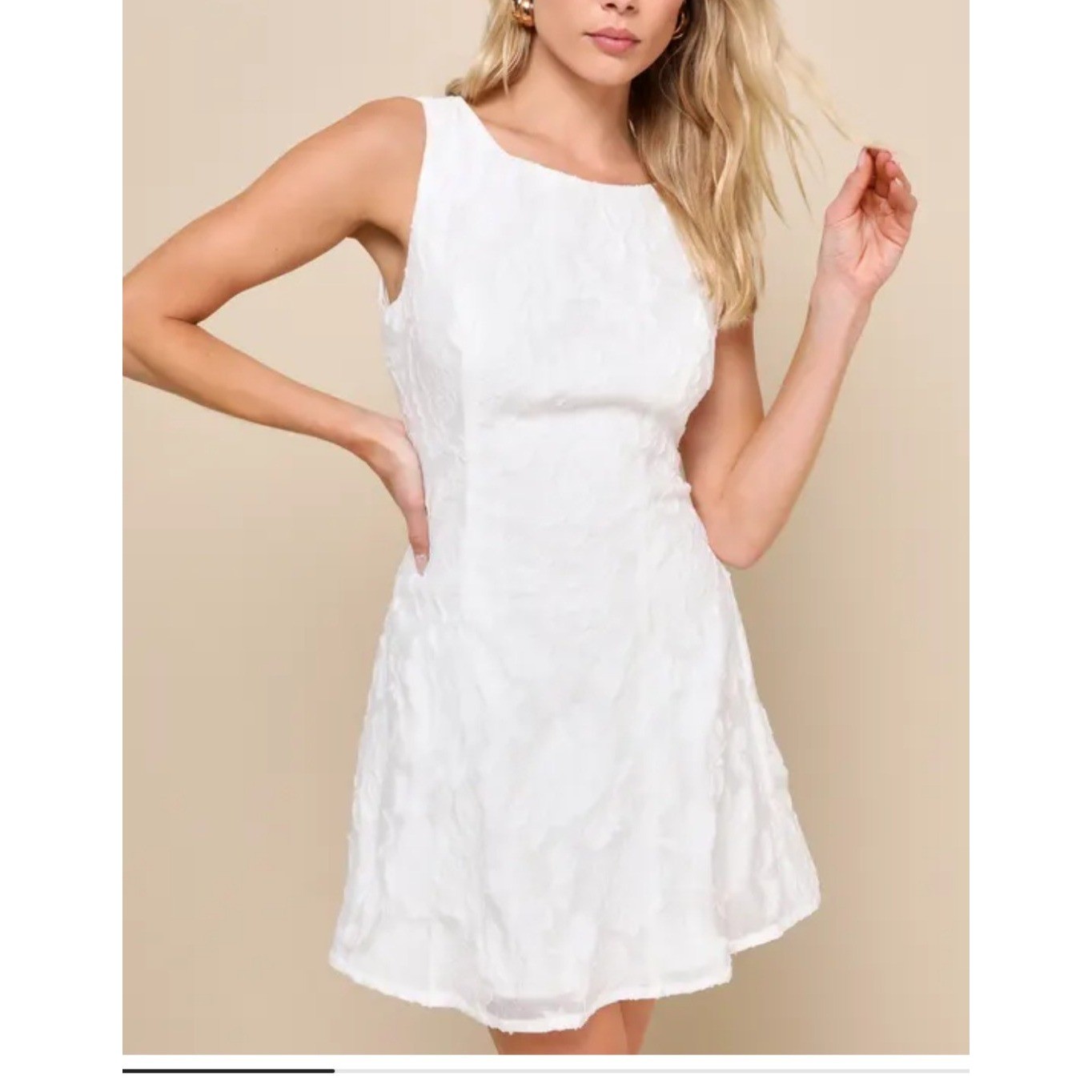 Exquisite Moments White Floral Jacquard Sleeveless Mini Dress XXL