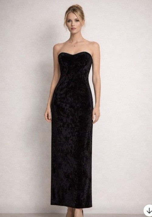 Jessica McClintock For Gunne Sax Velvet Evening Gown Glamour Hollywood Black Tie